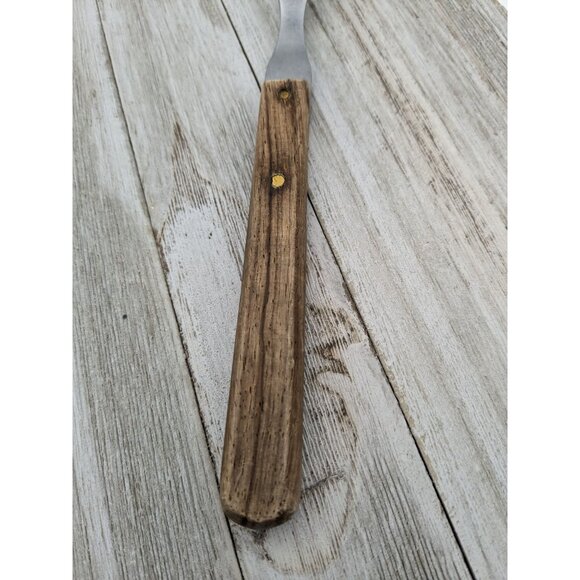 2 Prong Tine Meat Serving Fork Wood 10" Stainless Steel USA - Picture 6 of 8